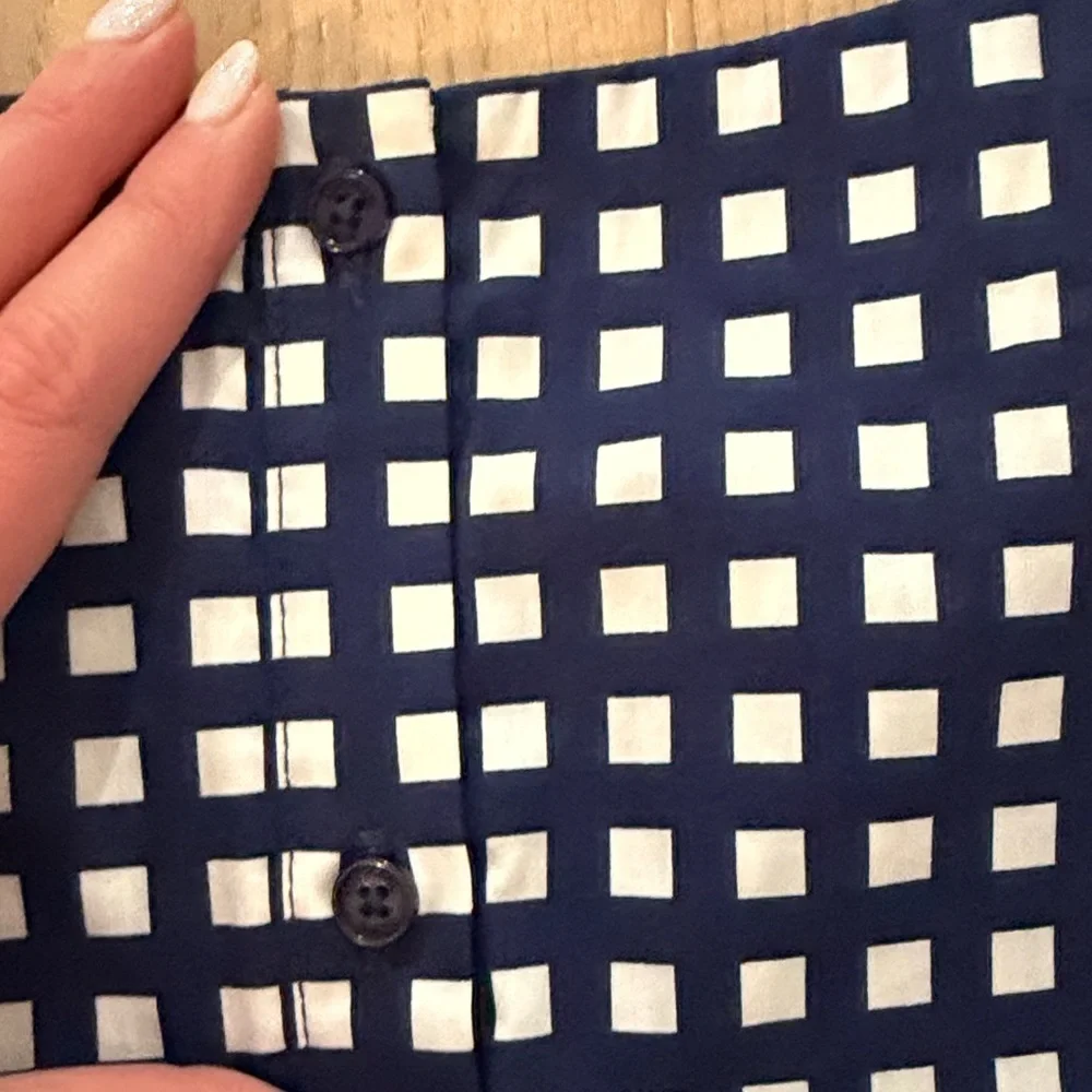 Michael Kors Blue and White Patterned Top